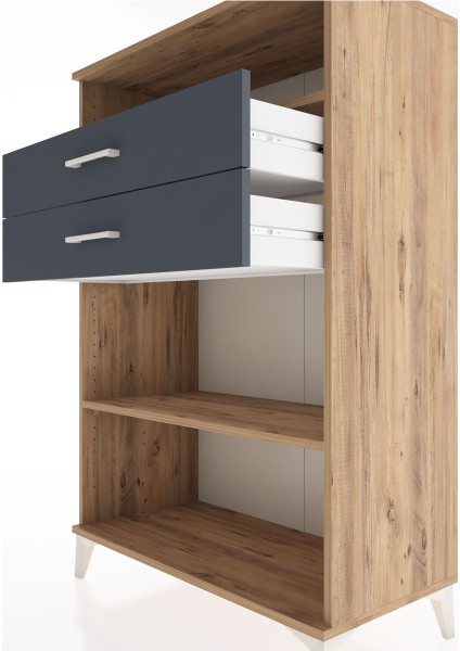 Hyperion Dolap 2 Raflı 2 Çekmeceli 88X44X134 Çam-Antrasit indirimleri