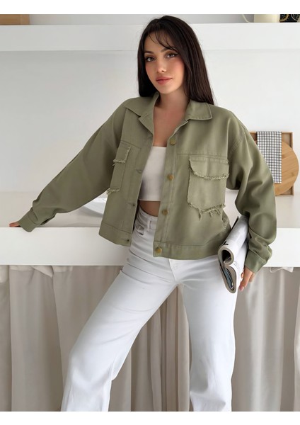 Yırtıklı Püskül Detaylı Gabardin Ceket modelleri