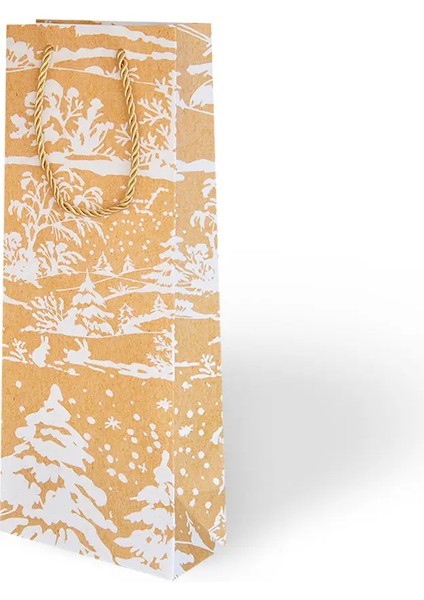 Yılbaşı Varak Baskılı Lüks Karton Çanta 12X35 - Gold Detaylı