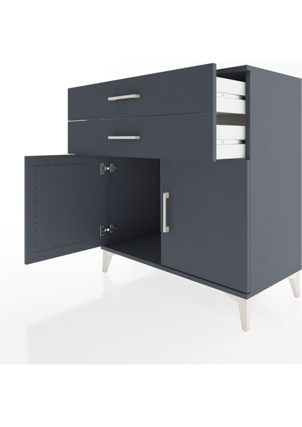 Hyperion Şifonyer 2 Çekmeceli 2 Kapaklı 88X44X96 Antrasit-Antrasit fırsatları