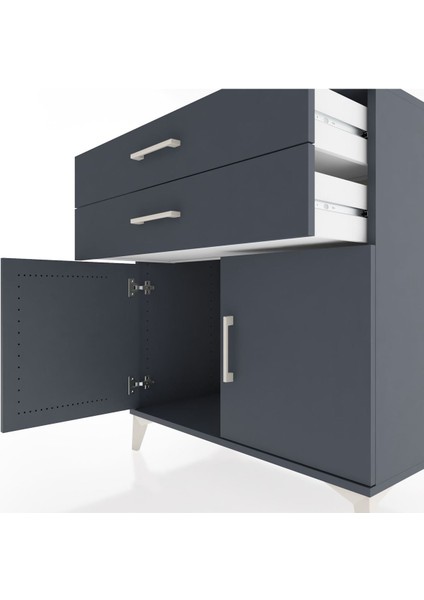 Hyperion Şifonyer 2 Çekmeceli 2 Kapaklı 88X44X96 Antrasit-Antrasit indirimleri
