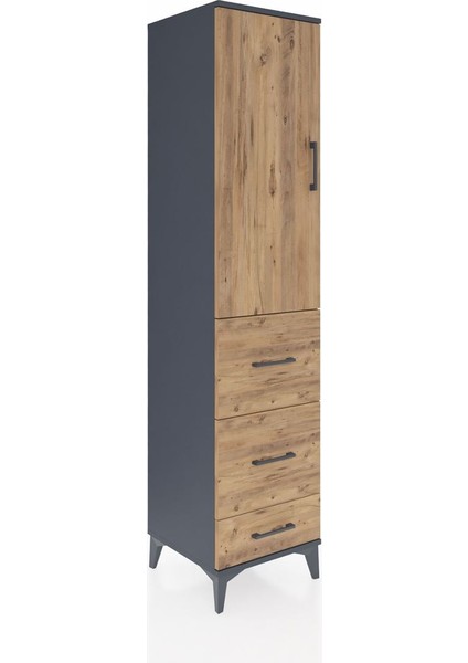 Hyperion Dolap Tek Raflı 3 Çekmeceli Tek Askılı 44X44X195 Antrasit-Çam fiyatları