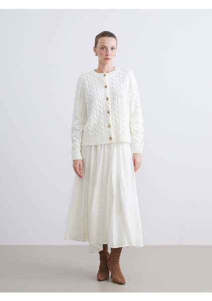 Yeni Sezon Bisiklet Yaka Kendinden Desenli Kadın Triko Hırka fiyatları