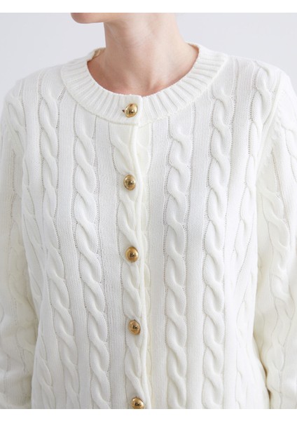 Yeni Sezon Bisiklet Yaka Kendinden Desenli Kadın Triko Hırka modelleri