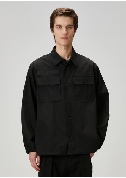 Uniform Siyah Bağcık Detaylı Gömlek