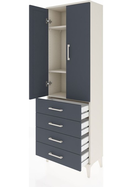 Arges Dolap 3 Raflı 4 Çekmeceli 2 Kapaklı 60X30X182 Aytaşı-Antrasit fırsatları