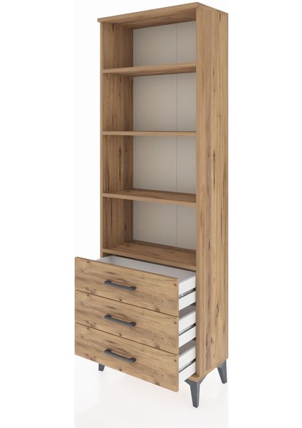 Arges Dolap 4 Raflı 3 Çekmeceli 60X30X182 Çam-Çam fırsatları