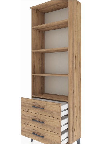 Arges Dolap 4 Raflı 3 Çekmeceli 60X30X182 Çam-Çam indirimleri