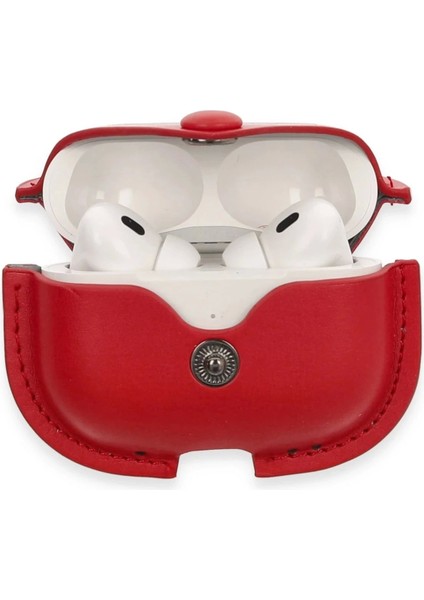 Bfs Airpods Pro 2 (2.nesil) Çanta Deri Kılıf - Kırmızı modelleri