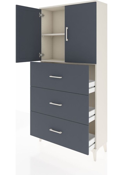 Arges Dolap 2 Raflı 3 Çekmeceli 2 Kapaklı 88X30X182 Aytaşı-Antrasit fırsatları