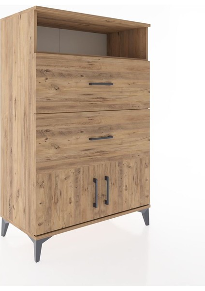Hyperion Dolap Tek Raflı 2 Çekmeceli 2 Kapaklı 88X44X134 Çam-Çam fiyatları