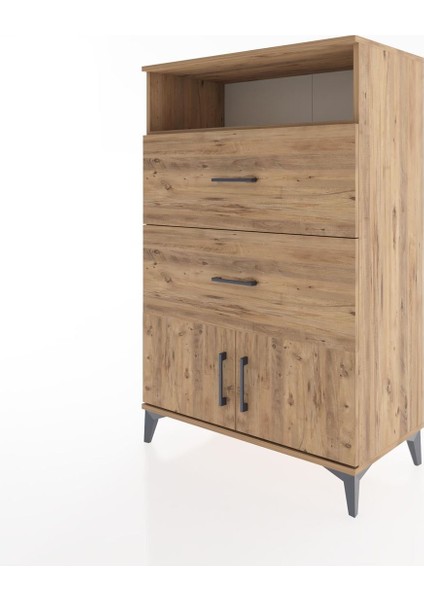 Hyperion Dolap Tek Raflı 2 Çekmeceli 2 Kapaklı 88X44X134 Çam-Çam modelleri