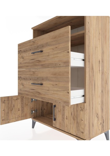 Hyperion Dolap Tek Raflı 2 Çekmeceli 2 Kapaklı 88X44X134 Çam-Çam indirimleri