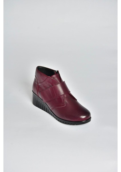 V324501903 Bordo Hakiki Deri Cırtlı Kadın Bot modelleri