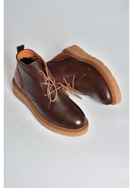 V555011003 Kahverengi Hakiki Deri Comfort Ortopedik Taban Bağcıklı Kadın Bot indirimleri