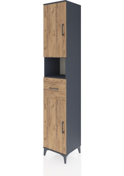 Hyperion Dolap 5 Raflı Tek Çekmeceli 2 Kapaklı 44X44X243 Antrasit-Çam modelleri