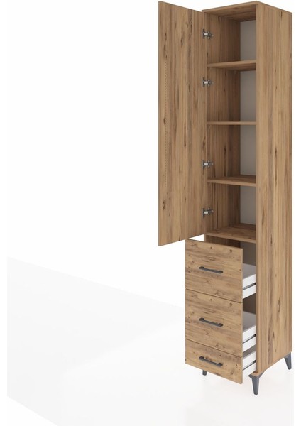 Hyperion Dolap 4 Raflı 3 Çekmeceli Tek Kapaklı 44X44X243 Çam-Çam fırsatları