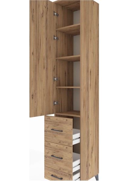 Hyperion Dolap 4 Raflı 3 Çekmeceli Tek Kapaklı 44X44X243 Çam-Çam indirimleri