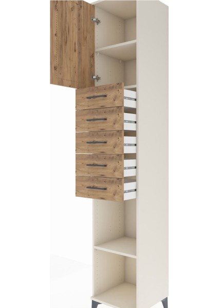 Hyperion Dolap 3 Raflı 5 Çekmeceli Tek Kapaklı 44X44X243 Aytaşı-Çam indirimleri