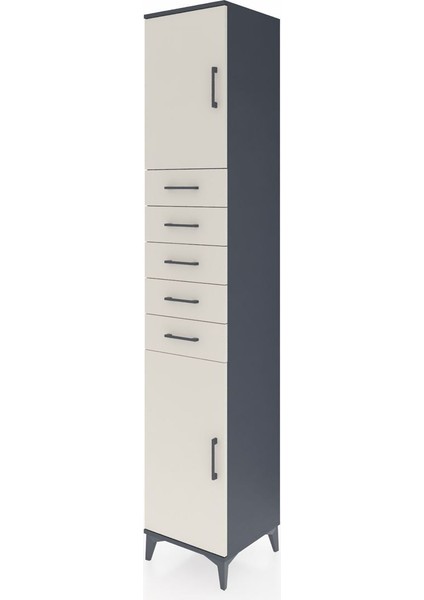 Hyperion Dolap 3 Raflı 5 Çekmeceli 2 Kapaklı 44X44X243 Antrasit-Aytaşı modelleri