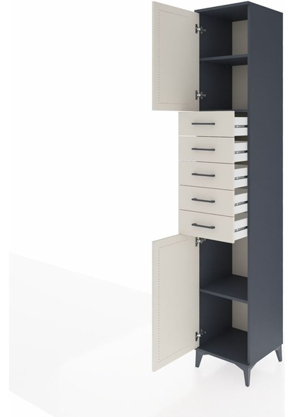 Hyperion Dolap 3 Raflı 5 Çekmeceli 2 Kapaklı 44X44X243 Antrasit-Aytaşı fırsatları
