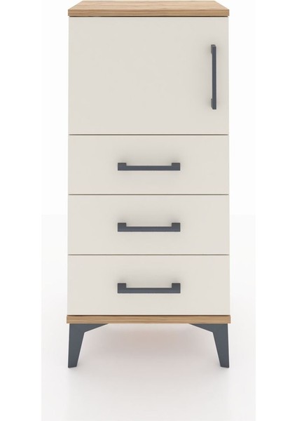 Arges Komodin Tek Raflı 3 Çekmeceli Tek Kapaklı 44X30X96 Çam-Aytaşı