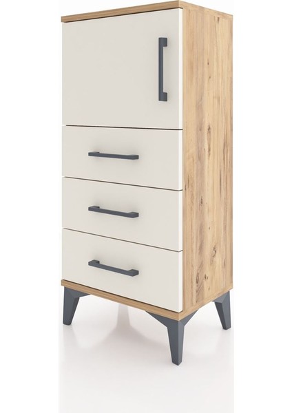 Arges Komodin Tek Raflı 3 Çekmeceli Tek Kapaklı 44X30X96 Çam-Aytaşı modelleri