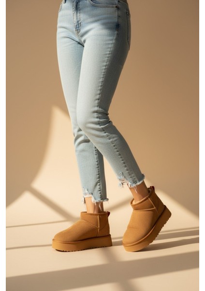 Kadın Bot Süet Içi Kürklü Kalın Taban Mini Kısa Bilekte Günlük Bot fiyatları