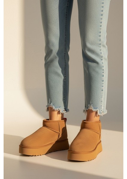 Kadın Bot Süet Içi Kürklü Kalın Taban Mini Kısa Bilekte Günlük Bot fırsatları