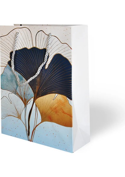 18X24 Lüks Karton Çanta Varak Baskılı -Çiçek Temalı-