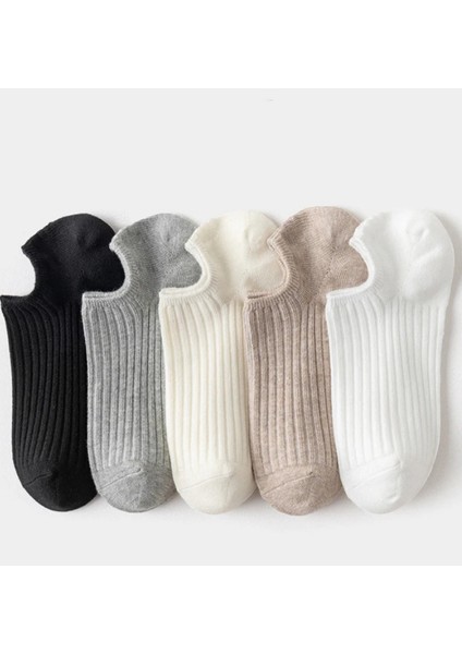 5' Çift Kadın Soft Renkli Görünmez Likralı ve Pamuklu Patik,babet Çorap