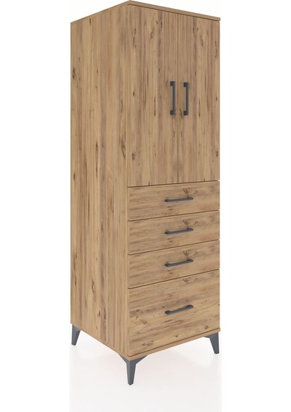 Kronos Dolap 2 Raflı 4 Çekmeceli 2 Kapaklı 60X59X182 Çam-Çam fiyatları