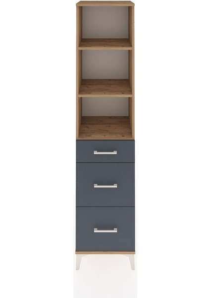 Hyperion Dolap 3 Raflı 3 Çekmeceli Tek Kapaklı 44X44X195 Çam-Antrasit