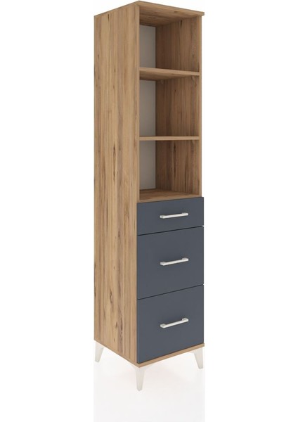 Hyperion Dolap 3 Raflı 3 Çekmeceli Tek Kapaklı 44X44X195 Çam-Antrasit fiyatları