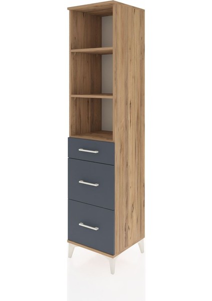 Hyperion Dolap 3 Raflı 3 Çekmeceli Tek Kapaklı 44X44X195 Çam-Antrasit modelleri
