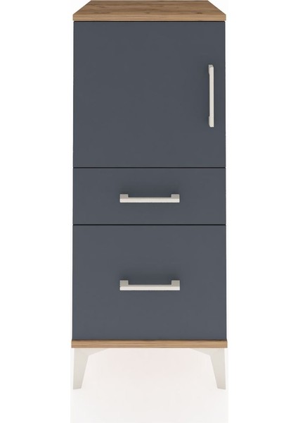 Hyperion Komodin 2 Raflı 2 Çekmeceli Tek Kapaklı 44X44X106 Çam-Antrasit