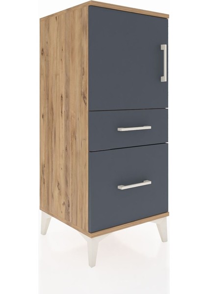 Hyperion Komodin 2 Raflı 2 Çekmeceli Tek Kapaklı 44X44X106 Çam-Antrasit fiyatları