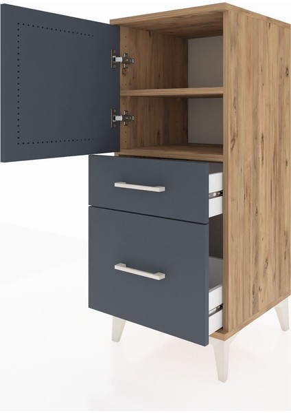 Hyperion Komodin 2 Raflı 2 Çekmeceli Tek Kapaklı 44X44X106 Çam-Antrasit fırsatları