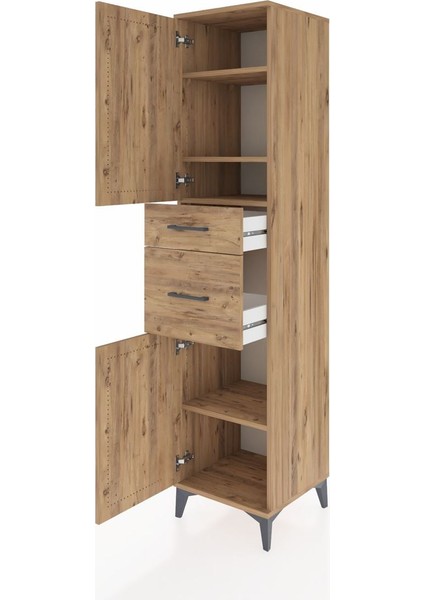 Hyperion Dolap 4 Raflı 2 Çekmeceli Tek Kapaklı 44X44X195 Çam-Çam fırsatları