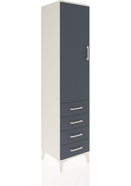 Hyperion Dolap Tek Raflı 4 Çekmeceli Tek Askılı 44X44X195 Aytaşı-Antrasit fiyatları