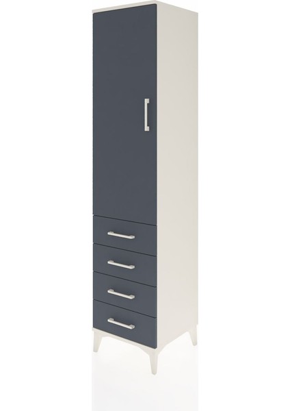 Hyperion Dolap Tek Raflı 4 Çekmeceli Tek Askılı 44X44X195 Aytaşı-Antrasit modelleri