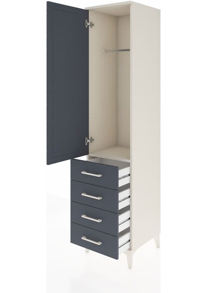 Hyperion Dolap Tek Raflı 4 Çekmeceli Tek Askılı 44X44X195 Aytaşı-Antrasit fırsatları