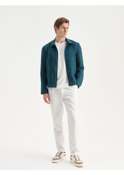 Yeni Sezon Standart Kalıp Keten Görünümlü Erkek Pantolon