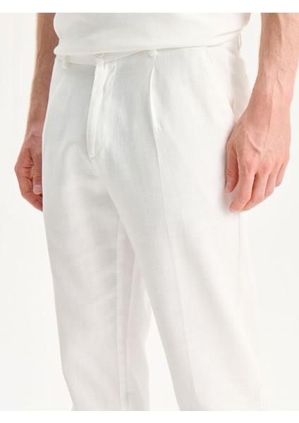 Yeni Sezon Standart Kalıp Keten Görünümlü Erkek Pantolon modelleri