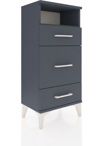 Arges Komodin Tek Raflı 3 Çekmeceli 44X30X96 Antrasit-Antrasit fiyatları