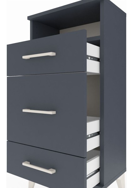 Arges Komodin Tek Raflı 3 Çekmeceli 44X30X96 Antrasit-Antrasit indirimleri