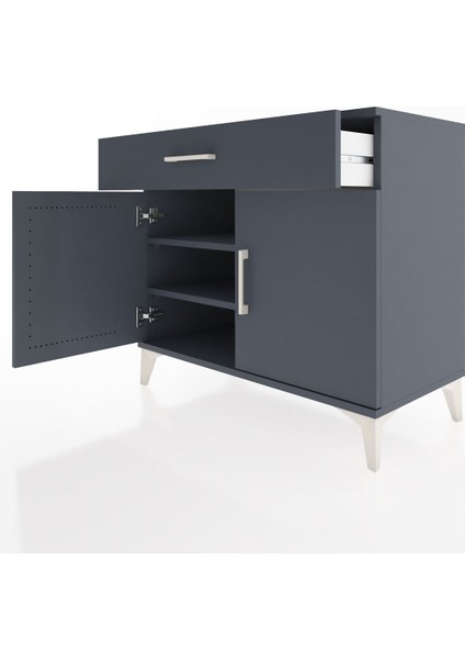 Hyperion Şifonyer 2 Raflı Tek Çekmeceli 2 Kapaklı 88X44X80 Antrasit-Antrasit fırsatları