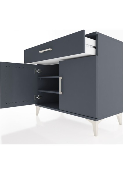 Hyperion Şifonyer 2 Raflı Tek Çekmeceli 2 Kapaklı 88X44X80 Antrasit-Antrasit indirimleri