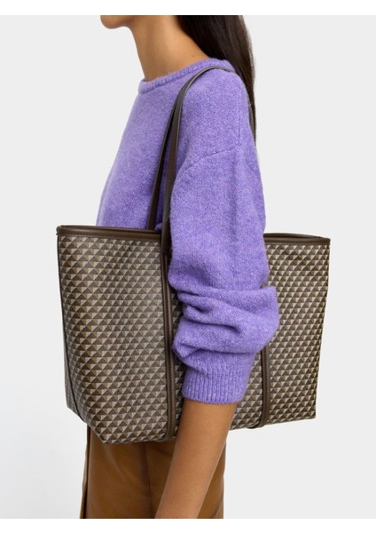 Içi Çıkabilir Baskılı Shopper Omuz Çantası