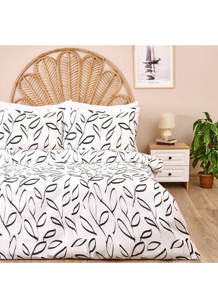 Soft Marg Tek Kişilik Nevresim Takımı - Ekru / Siyah